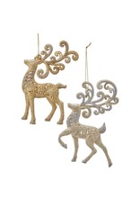 Kurt Adler Gold And Platinum Reindeer Ornaments 2 Assorted