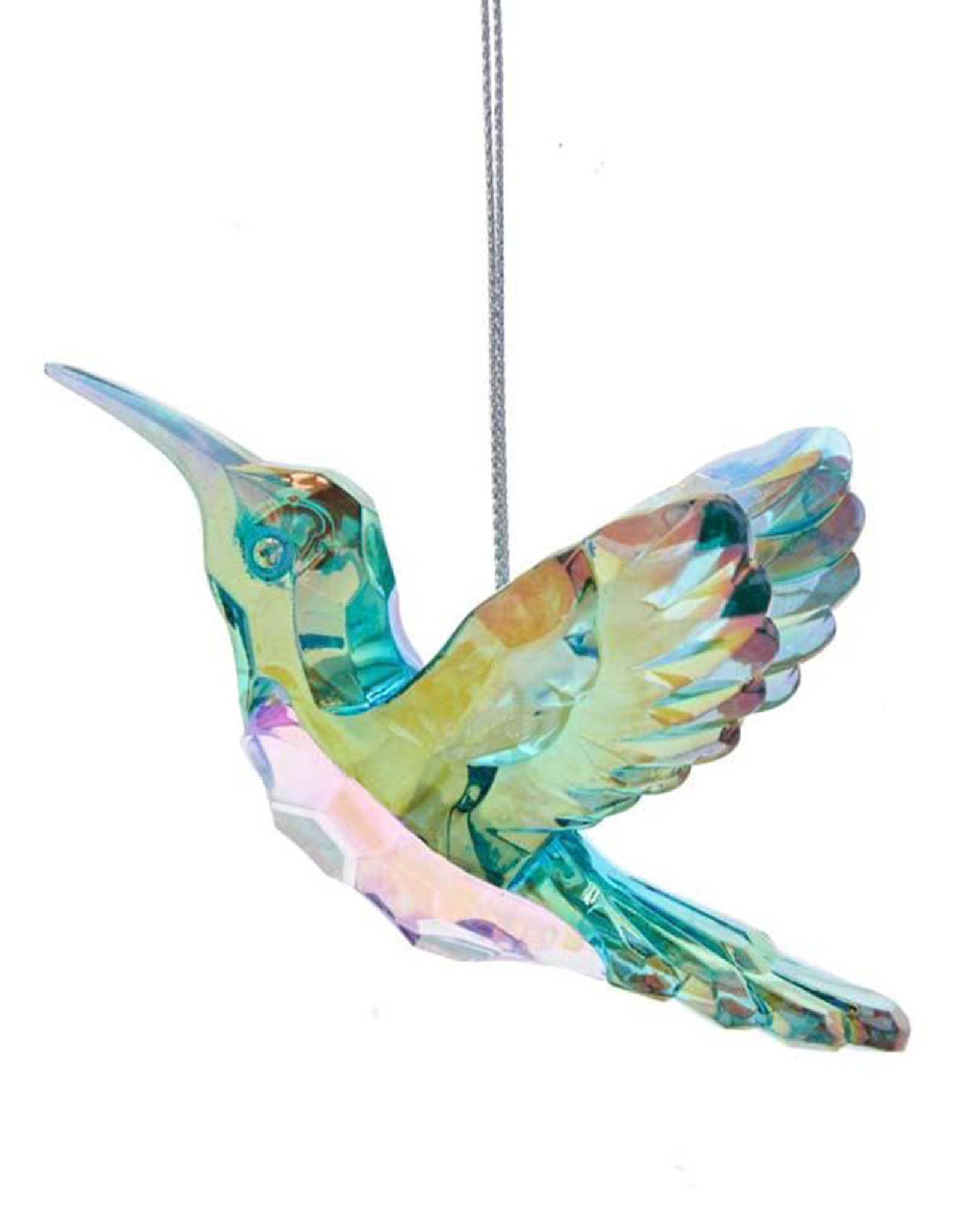 Kurt Adler Green And Clear Iridescent Peacock Color Hummingbird Ornament