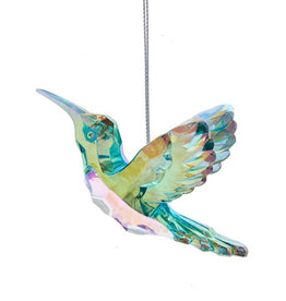 Kurt Adler Green And Clear Iridescent Peacock Color Hummingbird Ornament