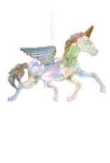 Kurt Adler Unicorn Ornament Clear Iridescent Acrylic W Glitter Accents