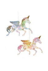 Kurt Adler Unicorn Ornaments Iridescent Acrylic With Glitter 2 Assorted