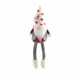 Mud Pie Christmas Gnome With Dangling Legs Wearing Vest 9x4 Inch
