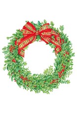 Caspari Christmas Placemats Boxwood N Berries Wreath Hardback Placemat