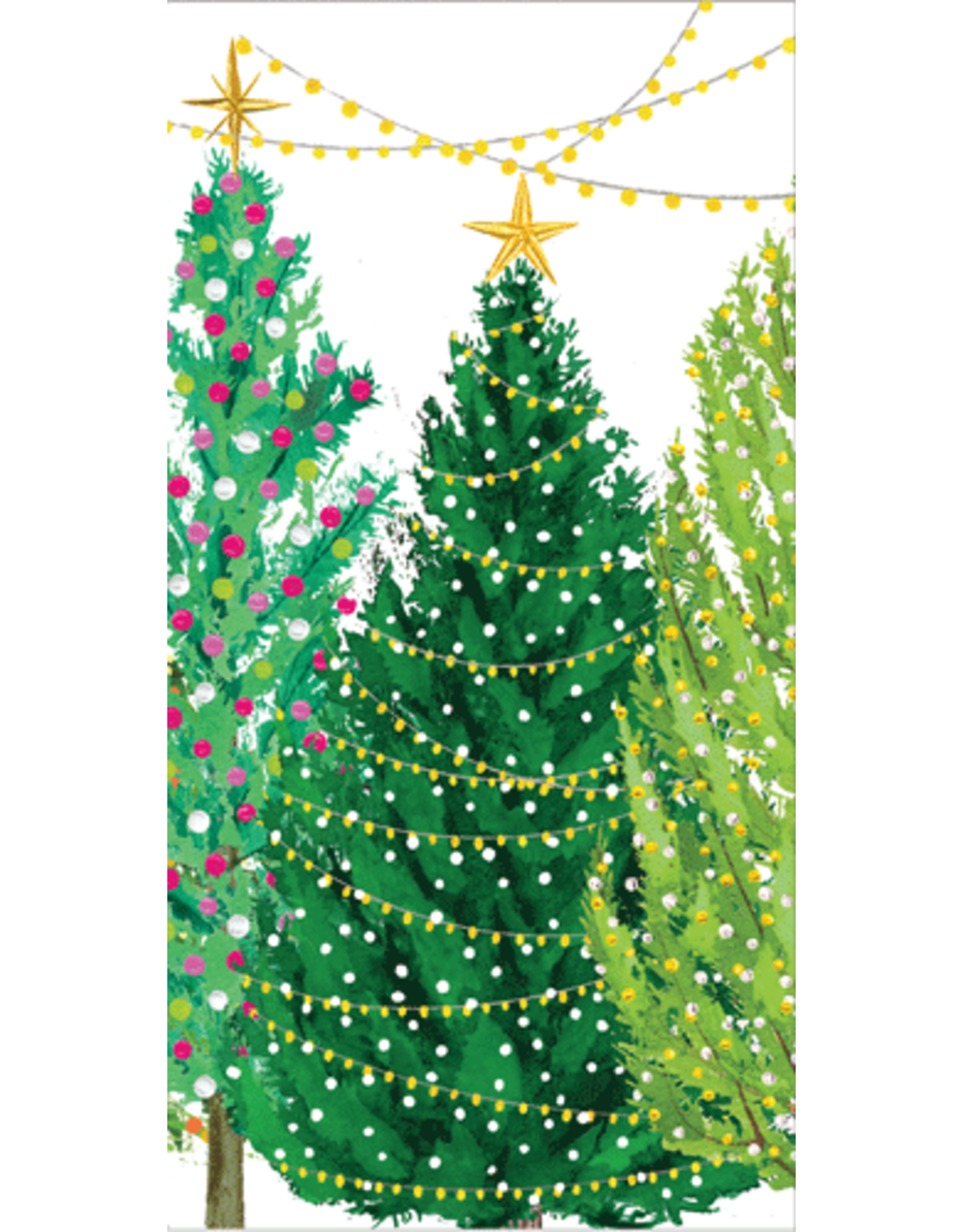 Caspari Christmas Money Cards 4pk Christmas Trees W Lights