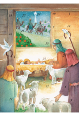 Caspari Christmas Advent Calendar Greeting Card Manger And Shepherds