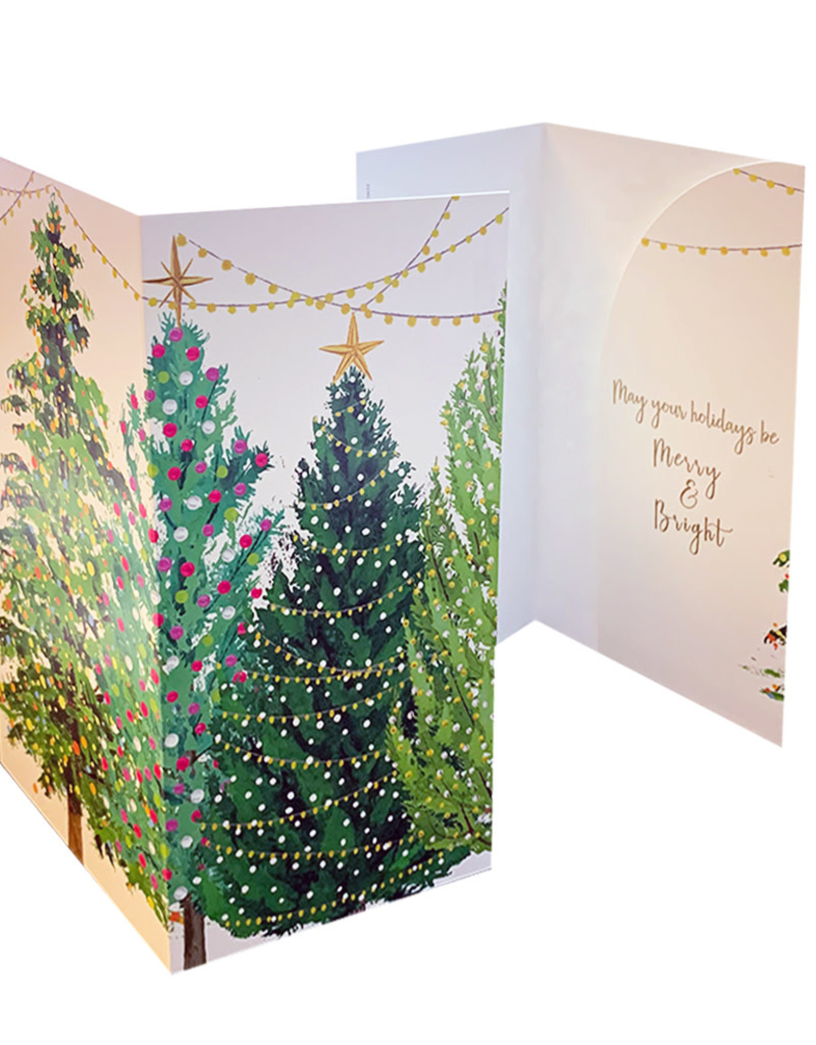 Caspari Christmas Money Cards 4pk Christmas Trees W Lights