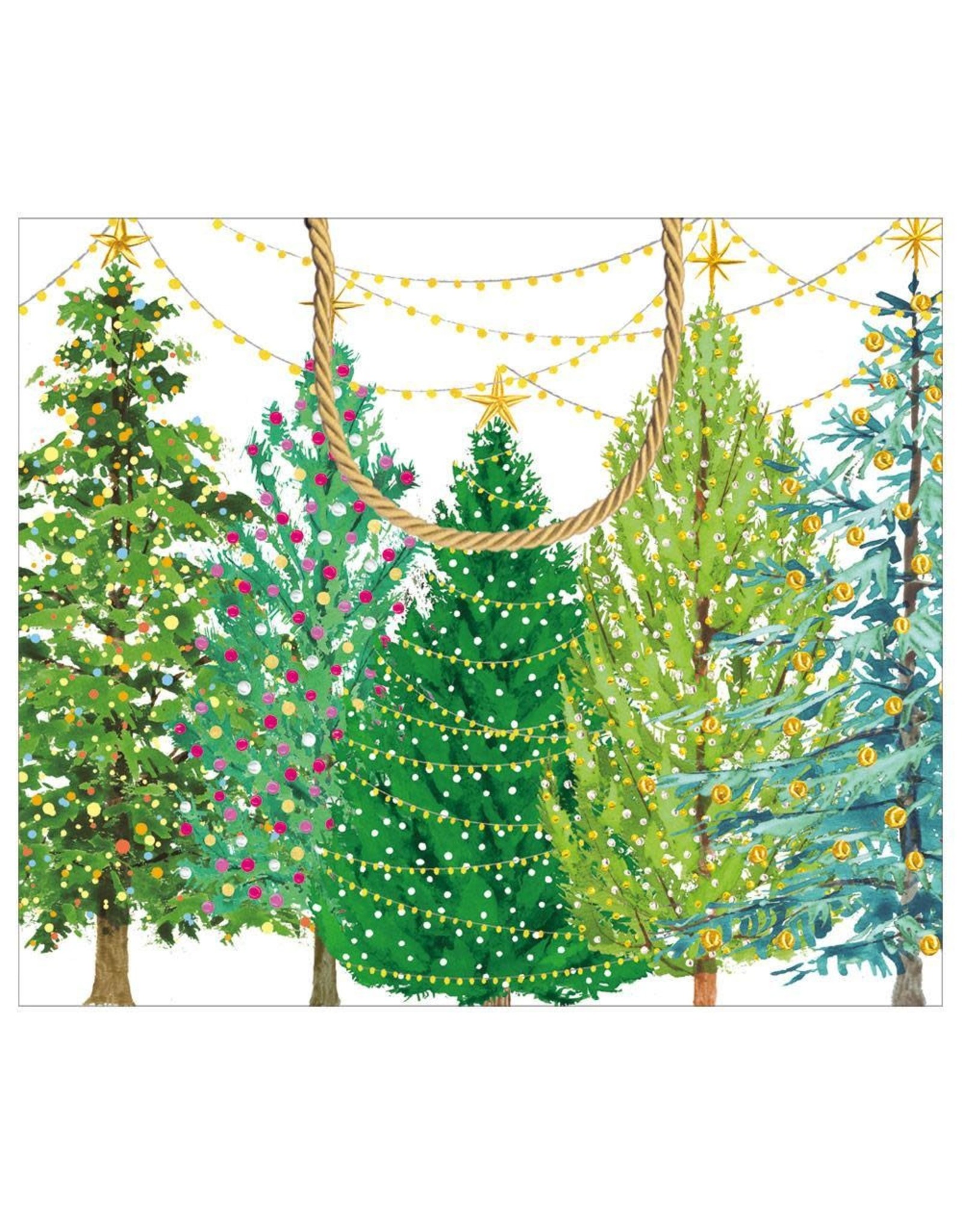 Caspari Christmas Gift Bag Large 11.75x4.75x10 Christmas Trees W Lights