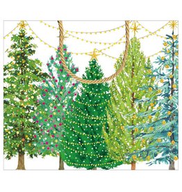 Caspari Christmas Gift Bag Large 11.75x4.75x10 Christmas Trees W Lights