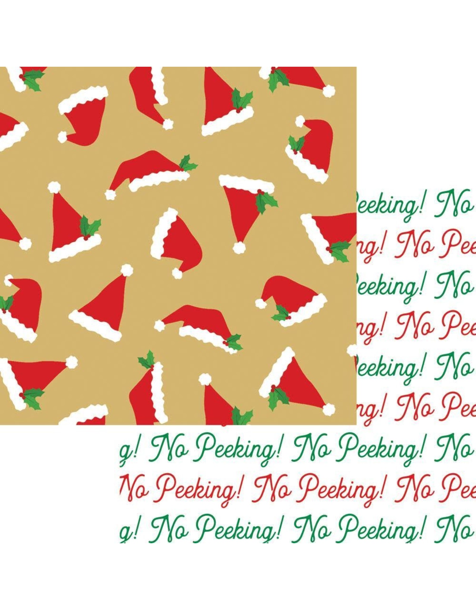 Caspari Christmas Gift Wrapping Paper 8ft Santa Hat Toss Reversible