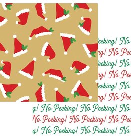 Caspari Christmas Gift Wrapping Paper 8ft Santa Hat Toss Reversible