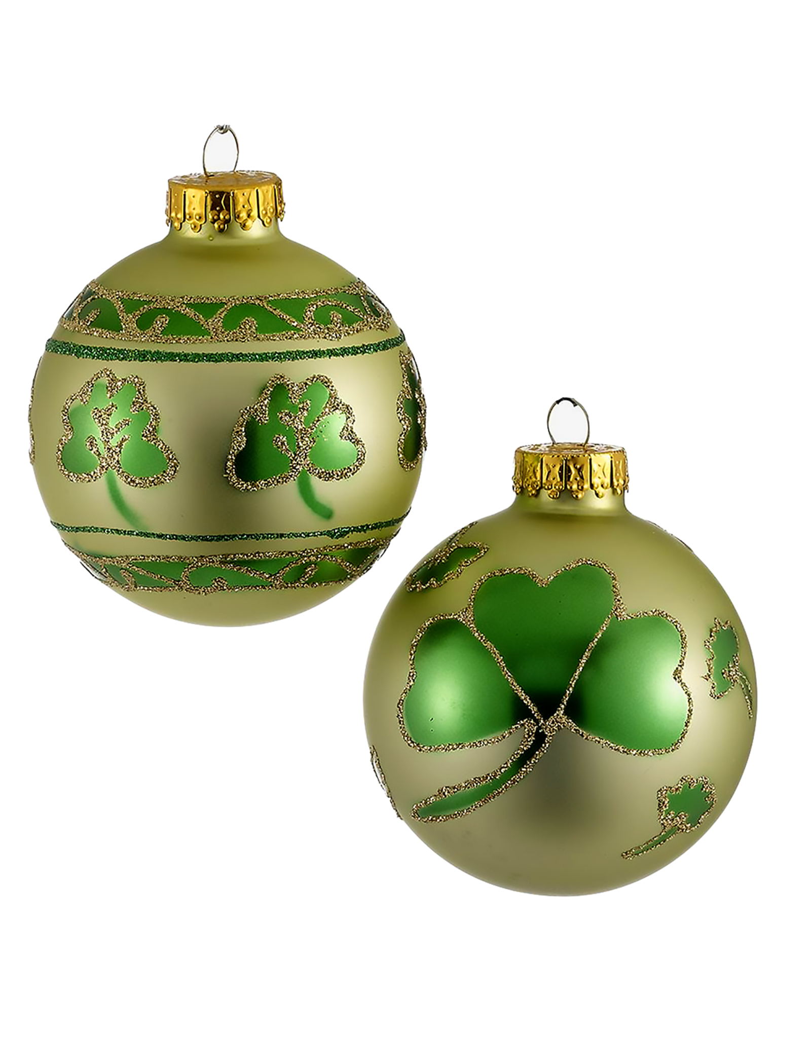 Kurt Adler Irish Shamrocks Glass Ball Ornaments 65mm Set of 4 Assorted