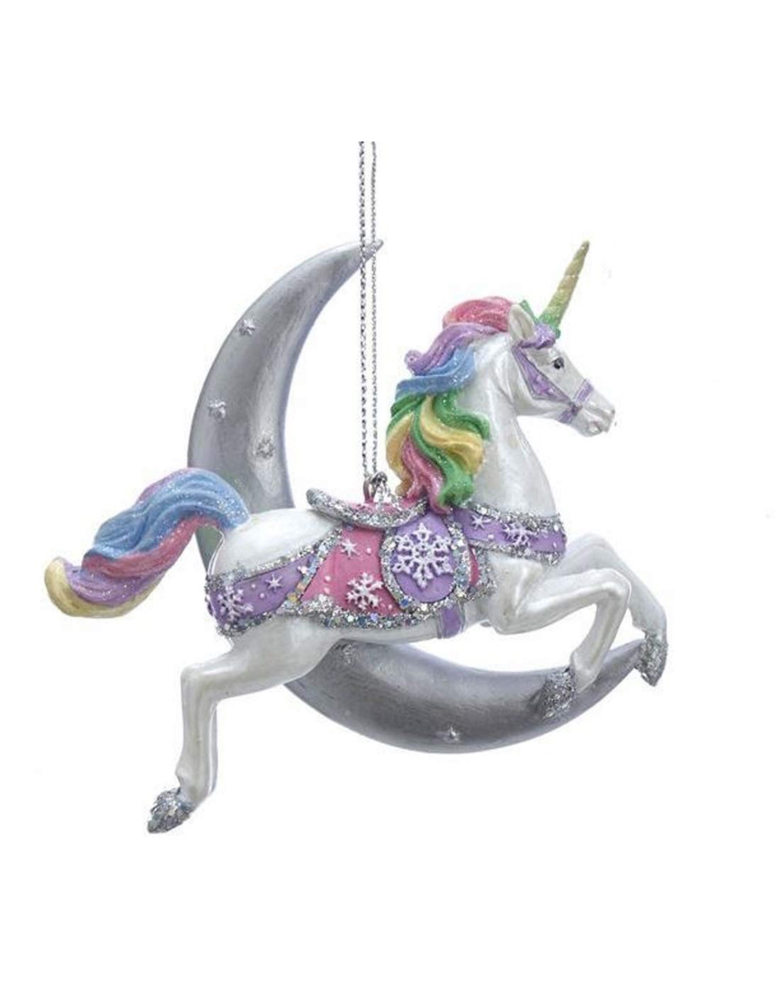 Kurt Adler Unicorn Jumping Over Moon Pastel Fantasy Horse Ornament