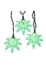 Kurt Adler Cannabis Leaf Novelty String Lights Set With 10 Pot Leaves