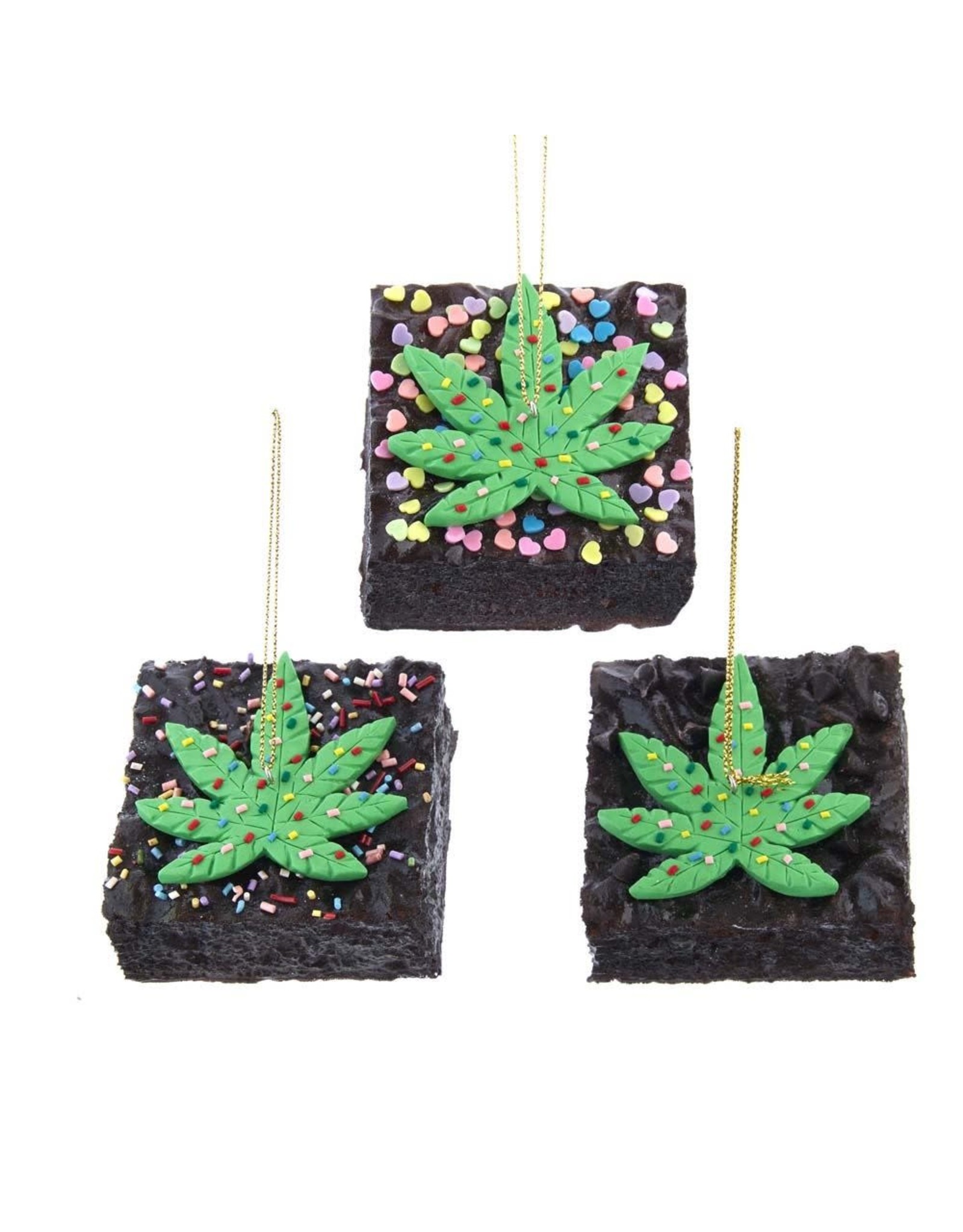 Kurt Adler Foam Cannabis Brownie With Sprinkles Ornaments 3 Assorted