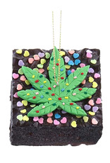 Kurt Adler Foam Cannabis Brownie Ornament With Heart Sprinkles