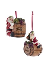 Kurt Adler Santa On Wine Barrel Ornaments 2 Assorted