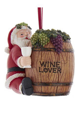 Kurt Adler Santa On Wine Barrel Ornament - Style A