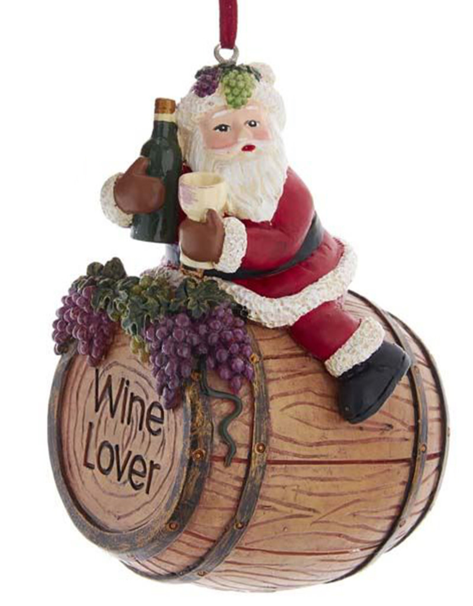 Kurt Adler Santa On Wine Barrel Ornament - Style B