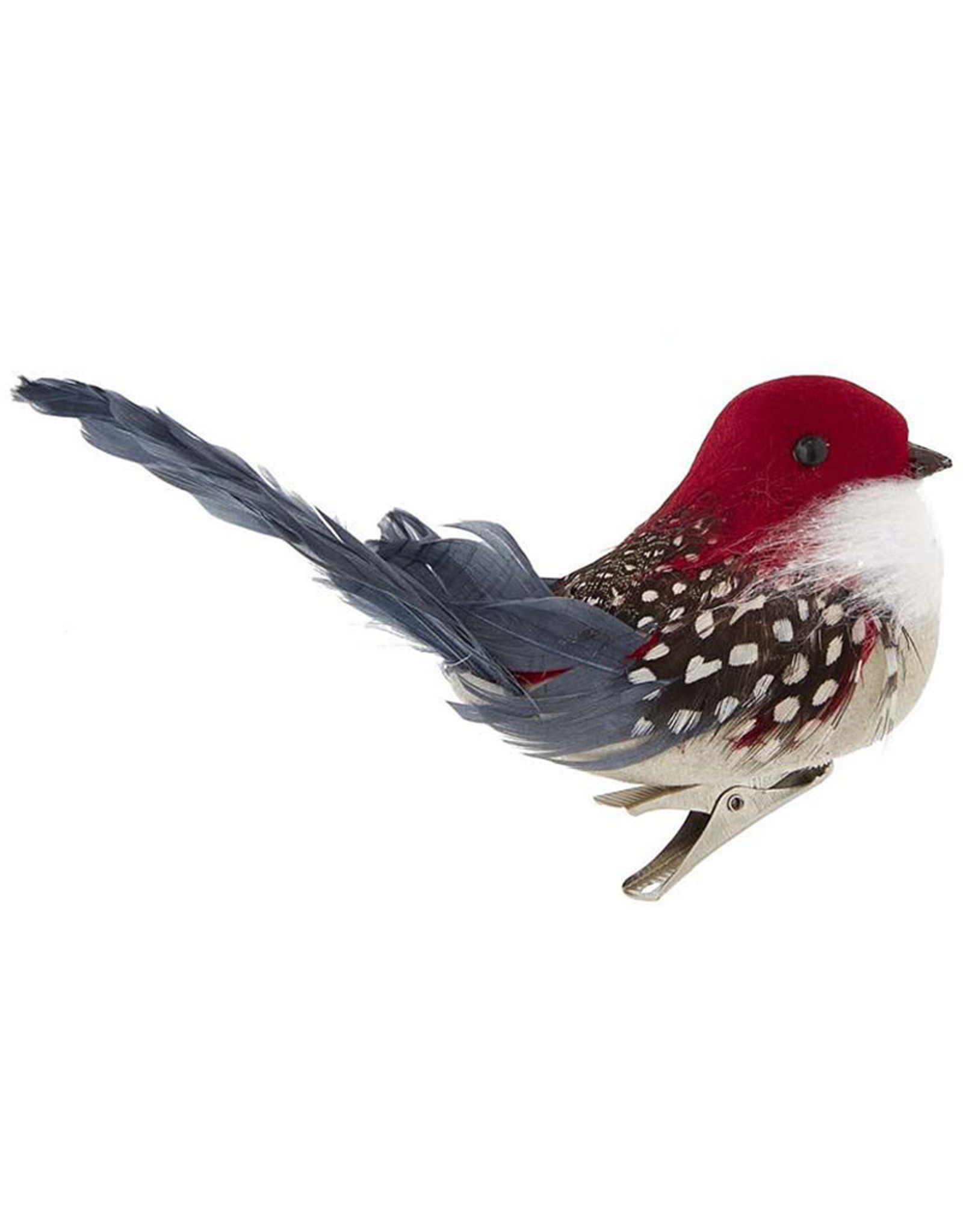 Kurt Adler Bird Clip-On Ornament Grey Tail Feathers