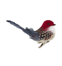 Kurt Adler Bird Clip-On Ornament Grey Tail Feathers