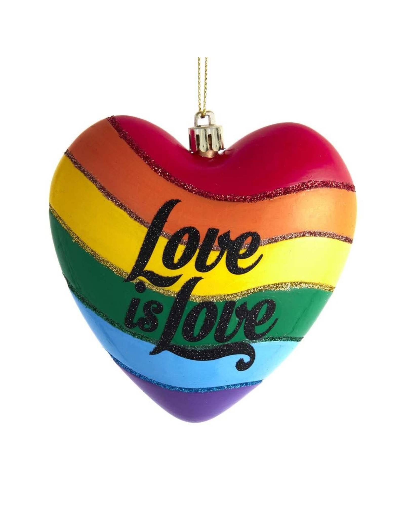 Kurt Adler Gay Pride Rainbow Love Is Love Heart Ornament