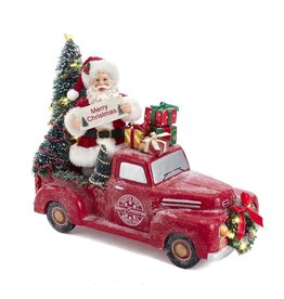 Kurt Adler Fabriche Santa Pick Up Truck W Light Up Trees Table Piece