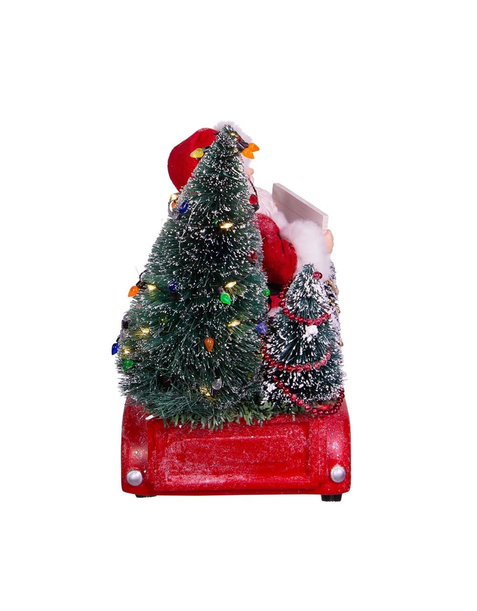 Kurt Adler Fabriche Santa Pick Up Truck W Light Up Trees Table Piece