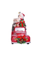 Kurt Adler Fabriche Santa Pick Up Truck W Light Up Trees Table Piece