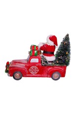 Kurt Adler Fabriche Santa Pick Up Truck W Light Up Trees Table Piece