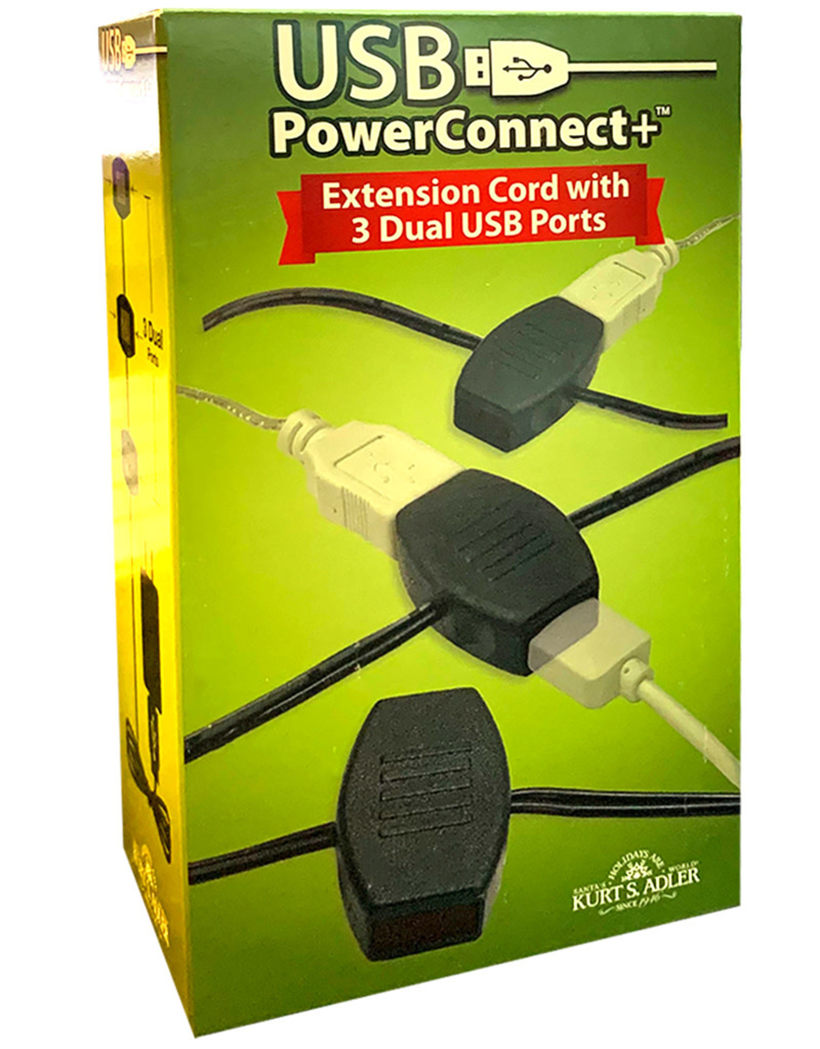 Kurt Adler USB Extension Cord With 6 Power Outlets