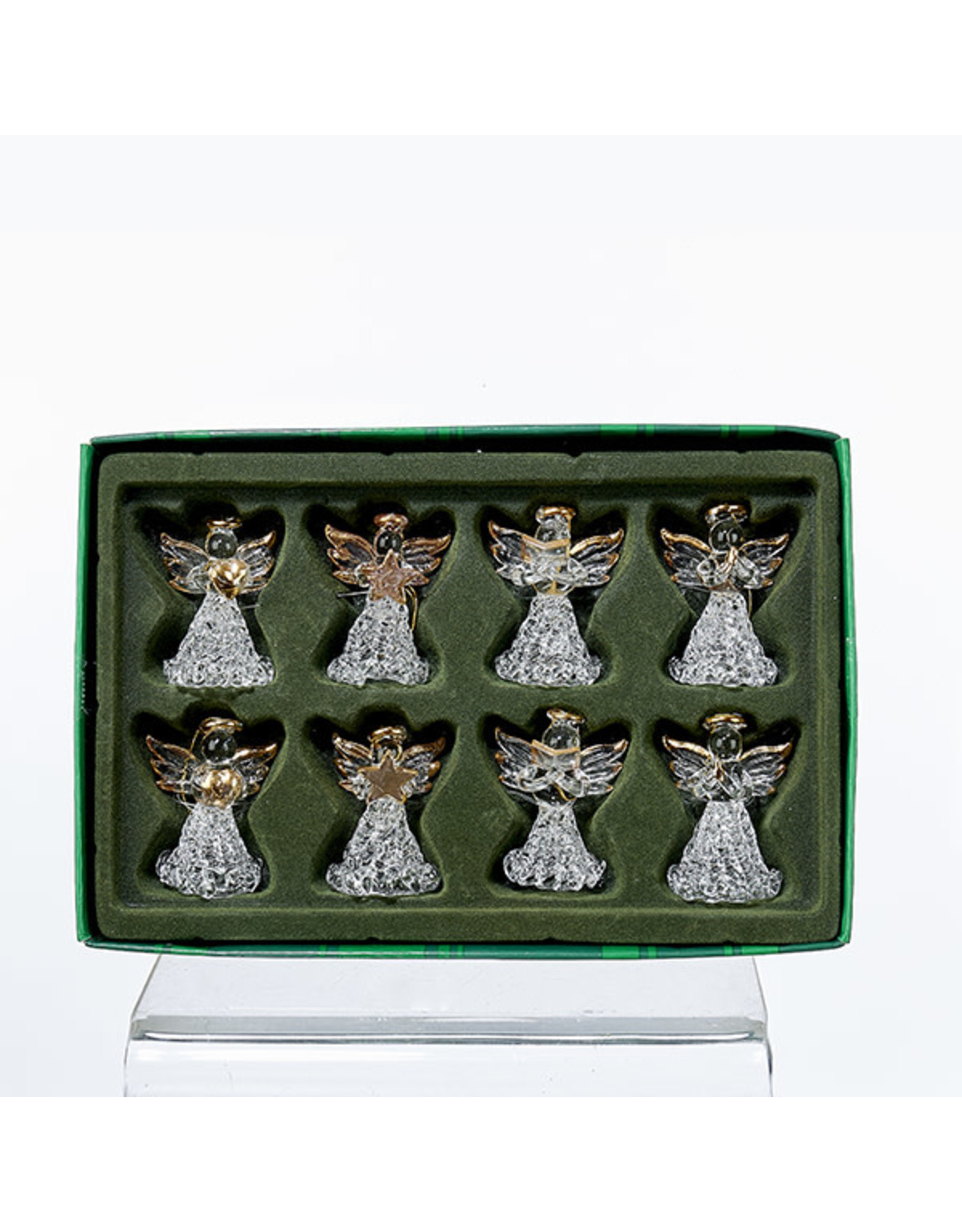 Kurt Adler Spun Glass Angels Mini Christmas Tree Ornaments 8pk