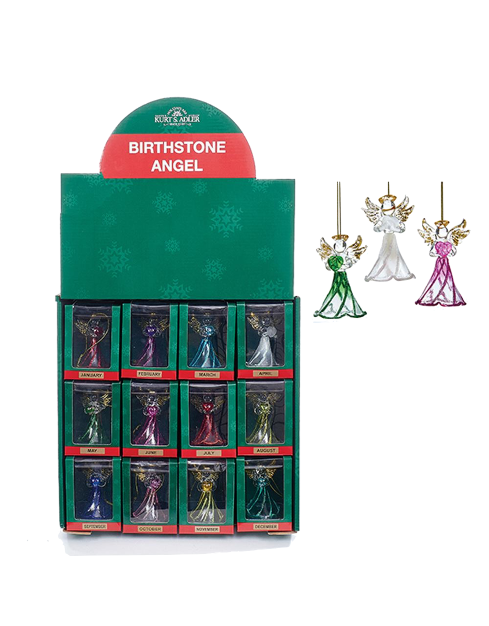 Kurt Adler Crystal Birthstone Angel Ornaments JANUARY