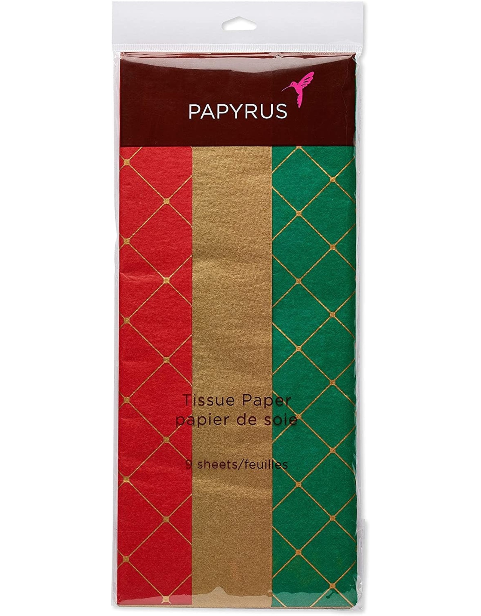 PAPYRUS® Christmas Tissue Paper 9 Sheets Trio Holiday Red Gold Green