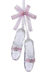 Kurt Adler Pink Ballet Shoes With Bow and Jewel Acrylic Ornament