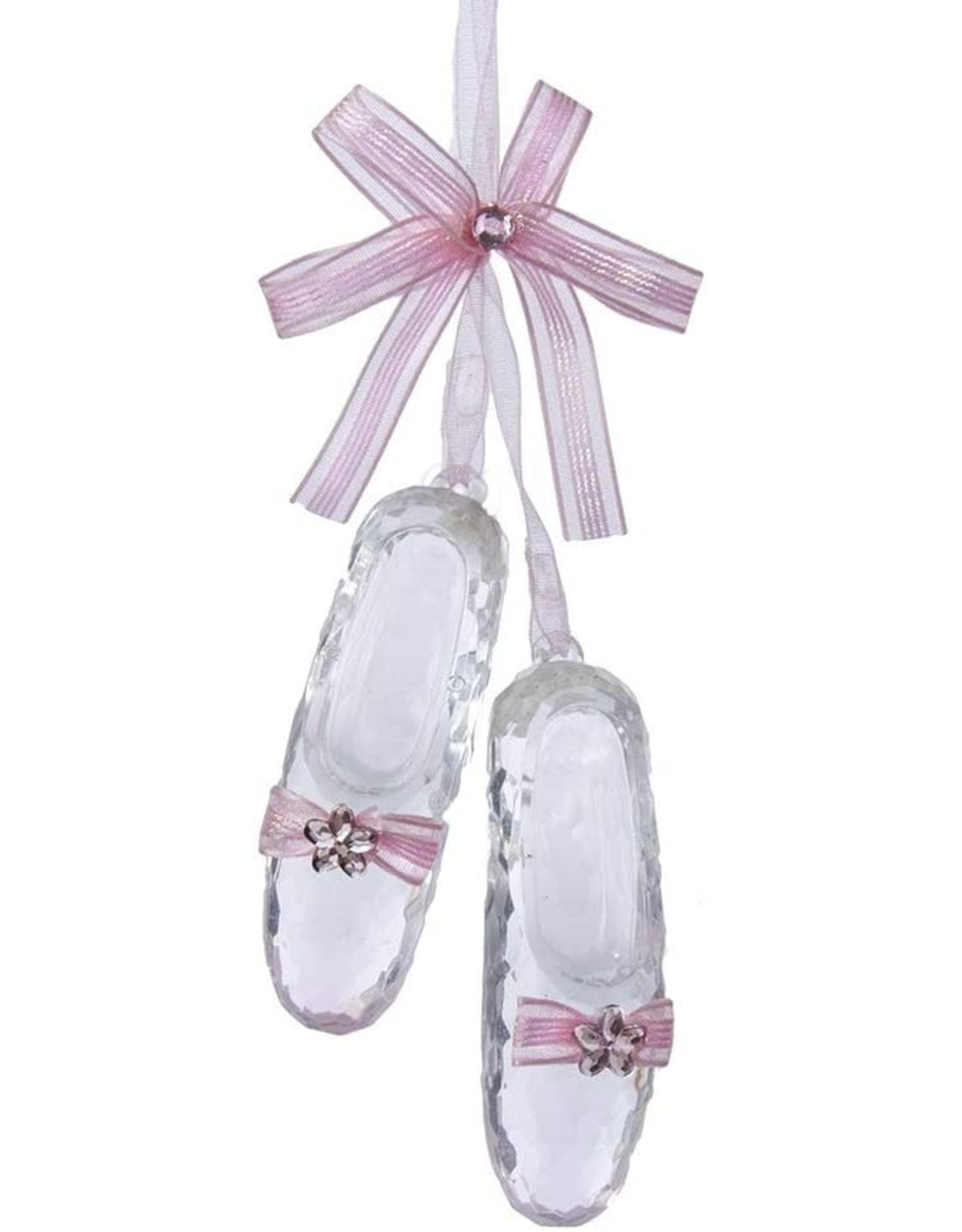 Kurt Adler Pink Ballet Shoes With Bow and Jewel Acrylic Ornament