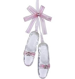 Kurt Adler Pink Ballet Shoes With Bow and Jewel Acrylic Ornament