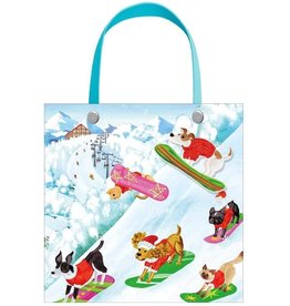 Caspari Christmas Gift Bag Small 5.75 SQ Inch Off Leash