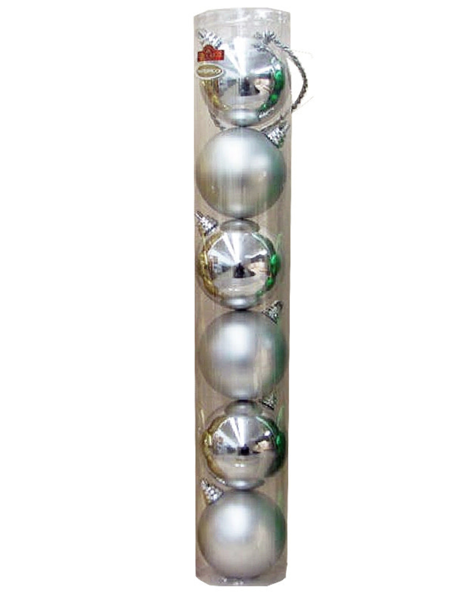 Kurt Adler Shatterproof Ball Ornaments Silver 100MM Assorted Set 6