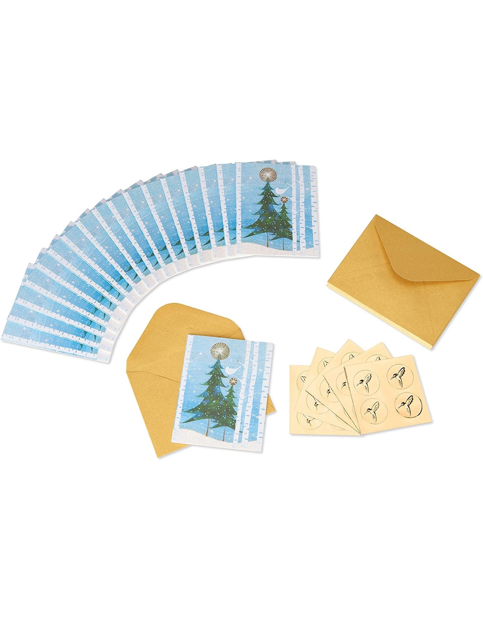 PAPYRUS® Boxed Christmas Cards 20pk Holiday Snowbird And Tree