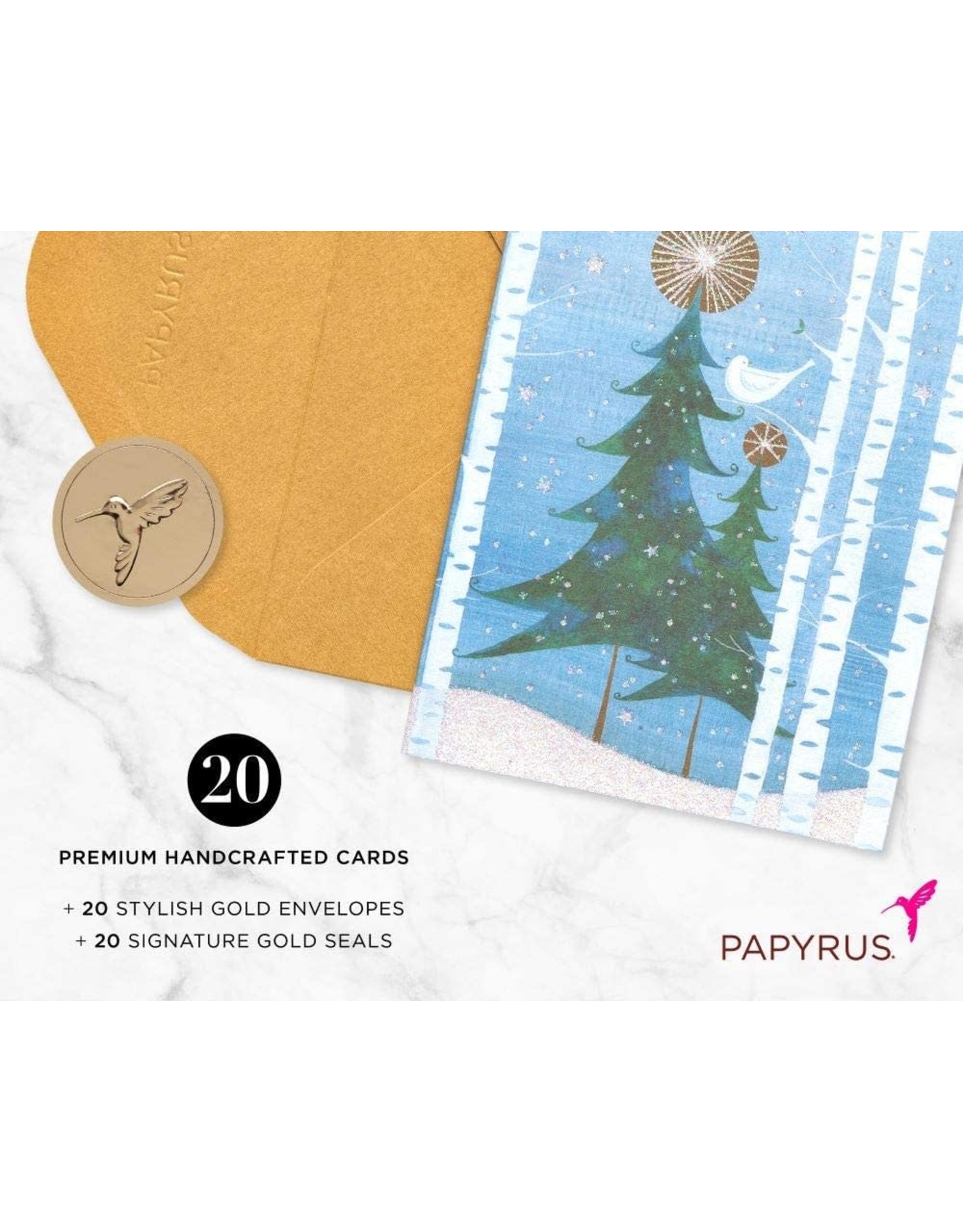 PAPYRUS® Boxed Christmas Cards 20pk Holiday Snowbird And Tree