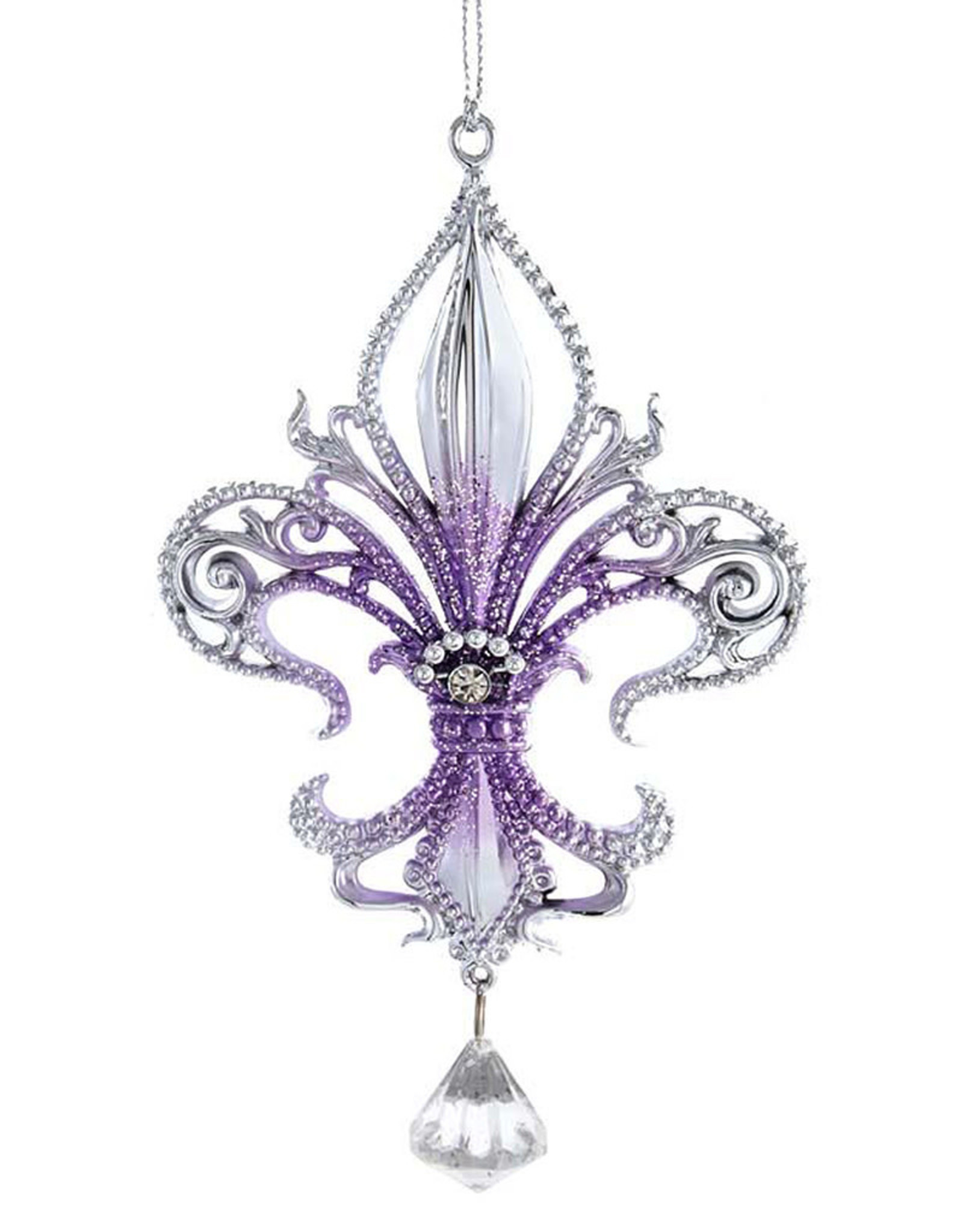 Kurt Adler Royal Splendor Fleur De Lis Ornament Purple Silver