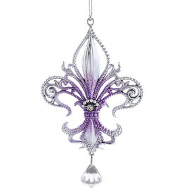 Kurt Adler Royal Splendor Fleur De Lis Ornament Purple Silver