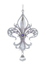Kurt Adler Royal Splendor Fleur De Lis Ornament Silver