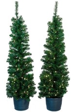 Kurt Adler Christmas Tree Set of 2 Pre-Lit 5 FT Potted Trees - Clear lights