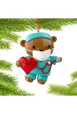 Kurt Adler Nurse Bear In Mask And Scrubs Ornament For Personalization