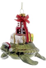 Kurt Adler Glass Sea Turtle With Gifts Ornament 4 Inch Noble Gems