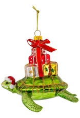 Kurt Adler Glass Sea Turtle With Gifts Ornament 4 Inch Noble Gems