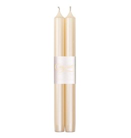 Caspari Crown Candles Tapers 10 inch 2pk Pearlescent Metallic Ivory