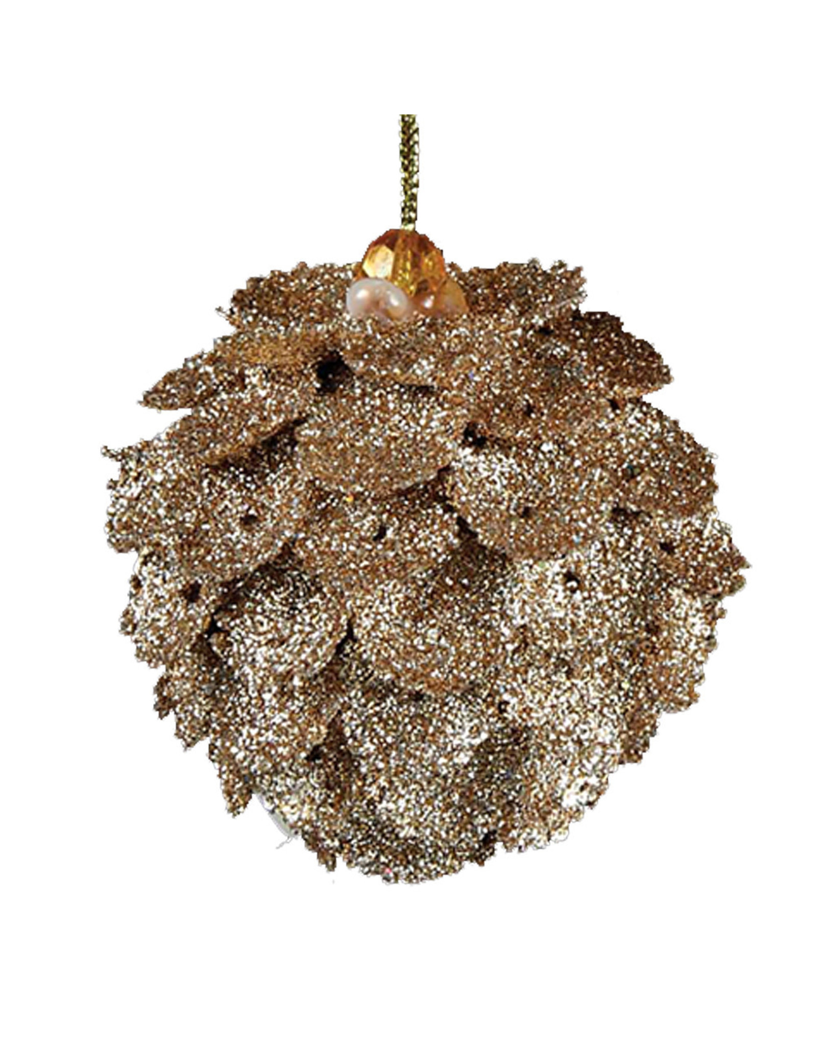 Kurt Adler Christmas Ornament Gold Glittered Pinecone BALL