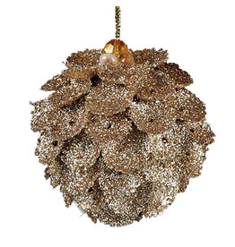 Kurt Adler Christmas Ornament Gold Glittered Pinecone BALL
